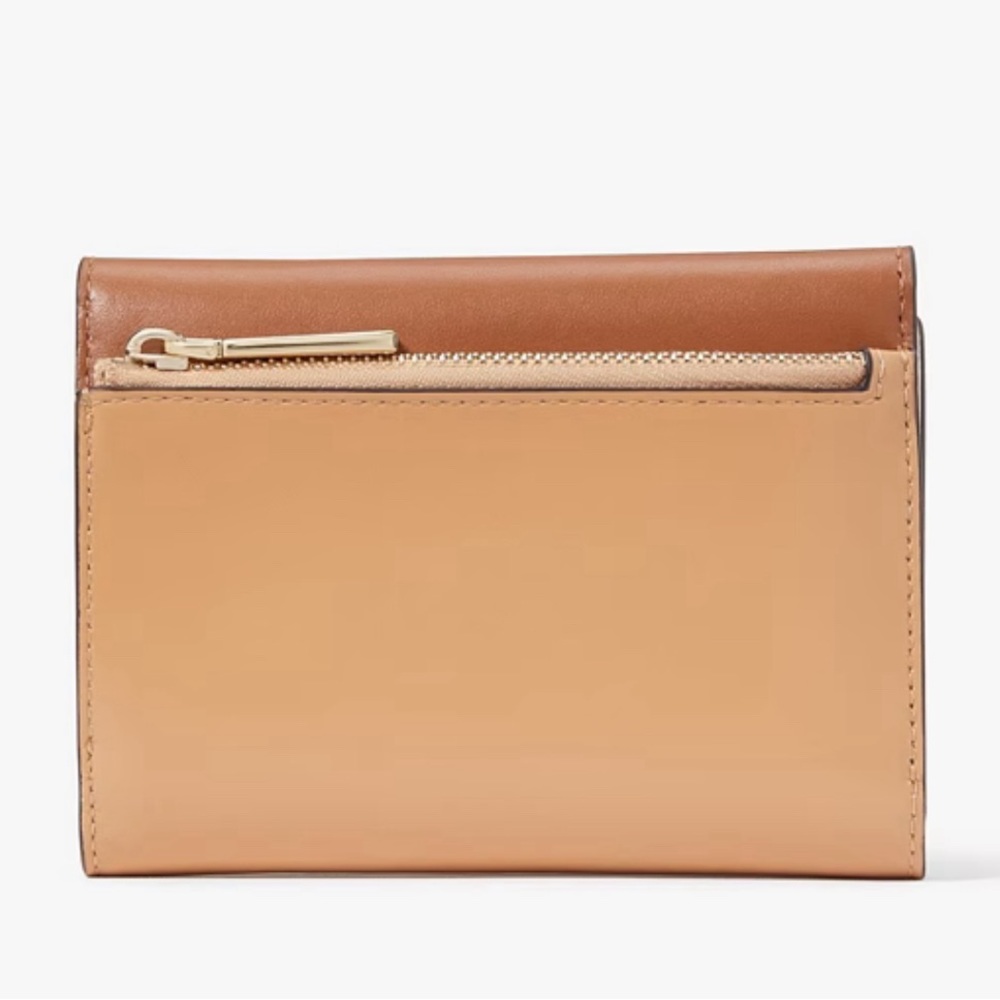 ♠️kate spade Reegan Colorblock Medium Flap Leather Wallet, Tiramisu Mousse NEW